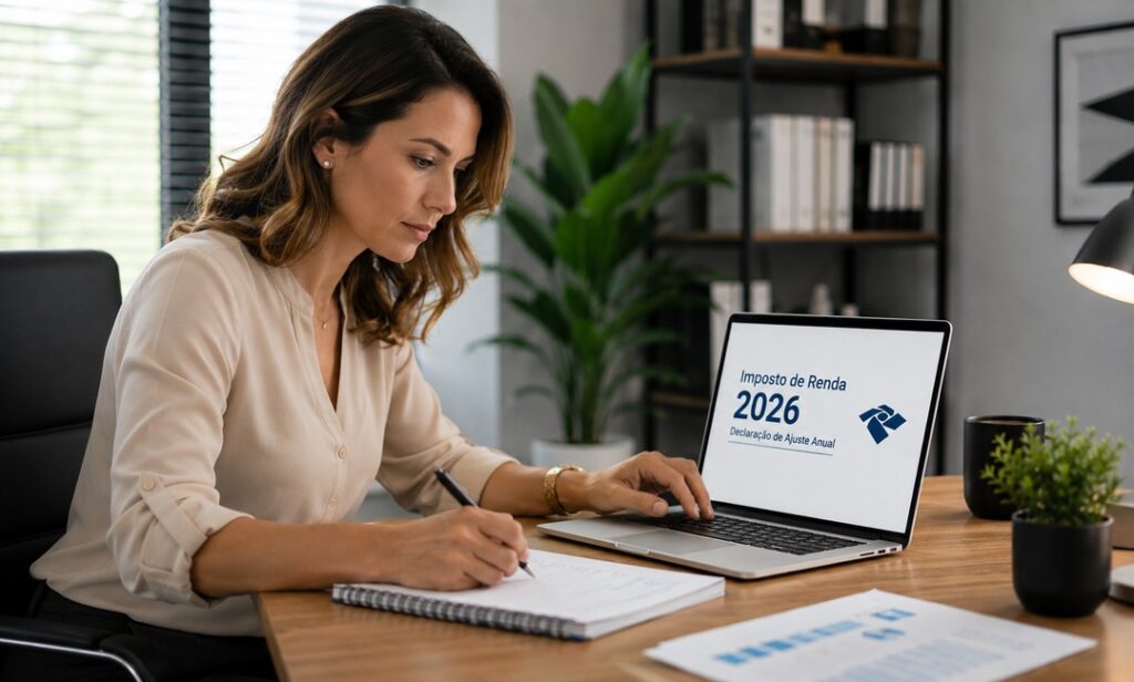 Empresária Revisando a Declaração de Imposto de Renda 2026 Antes do Envio Seculus contabilidade Rio de Janeiro